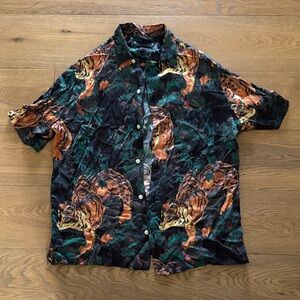 All saints Men's Multicolor Animal Print Shirt